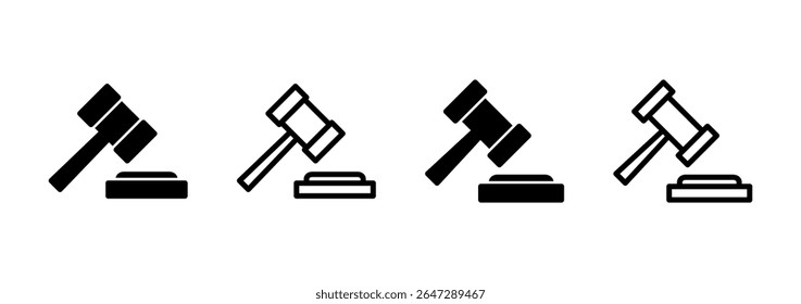 Ícone de martelo design logotipo. símbolo e sinal de martelo juiz. ícone de lei. martelo leilão
