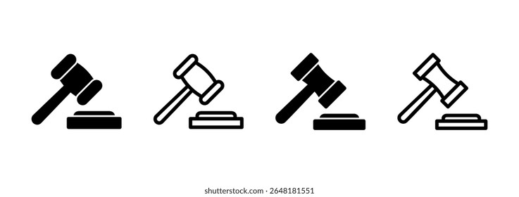 Ícone de martelo design logotipo. símbolo e sinal de martelo juiz. ícone de lei. martelo leilão