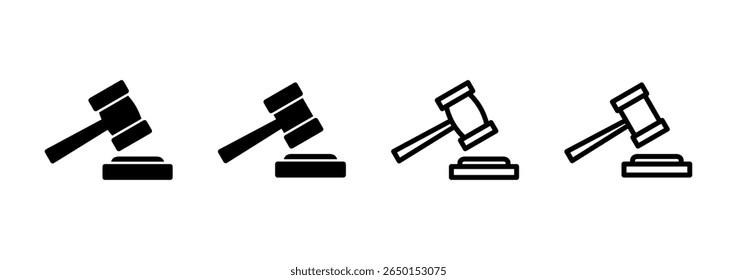 Ícone de martelo design logotipo. símbolo e sinal de martelo juiz. ícone de lei. martelo leilão