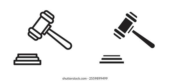 Gavel Icon set in black color for ui designs