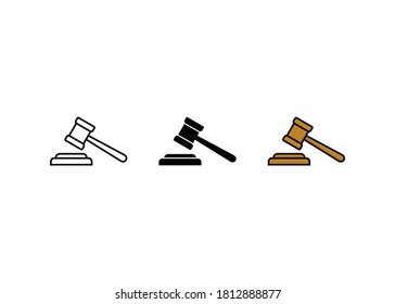 Gavel icon set. Hammer symbol vector