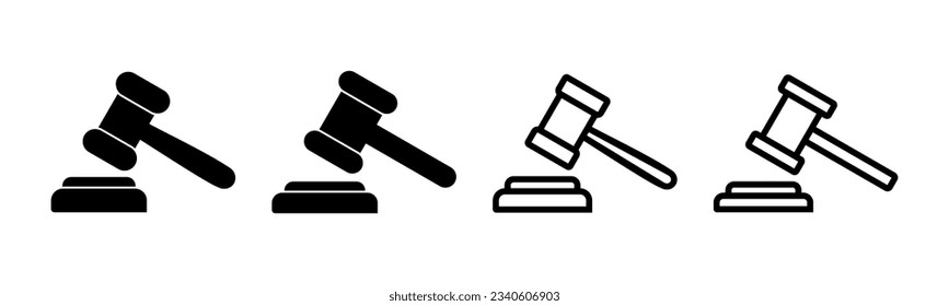 Gavel icon set illustration. judge gavel sign and symbol. law icon. auction hammer