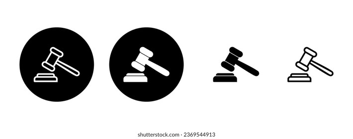 Gavel icon set illustration. judge gavel sign and symbol. law icon. auction hammer
