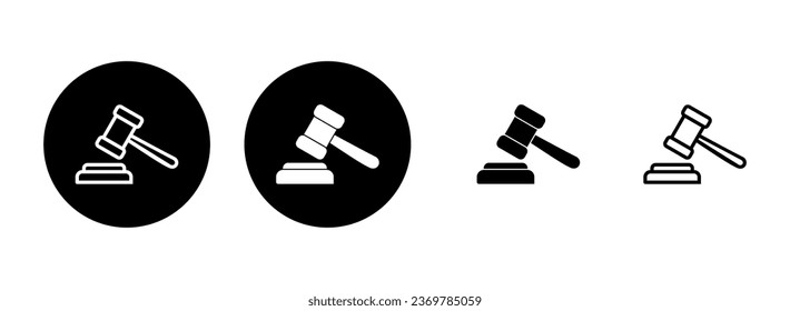 Gavel icon set illustration. judge gavel sign and symbol. law icon. auction hammer