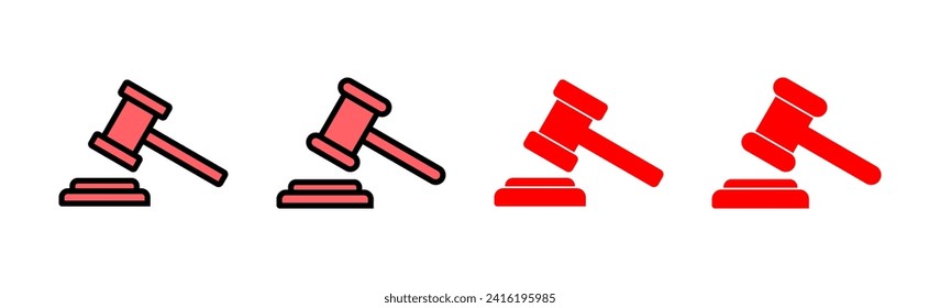 Gavel icon set illustration. judge gavel sign and symbol. law icon. auction hammer