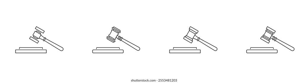 Gavel icon set. Judge hammer sign. Verdict symbol. Vector illustration.