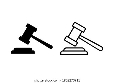 Gavel icon set. judge gavel icon vector. law icon vector. auction hammer