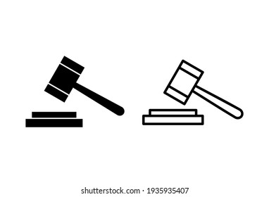 Gavel icon set. judge gavel icon vector. law icon vector. auction hammer