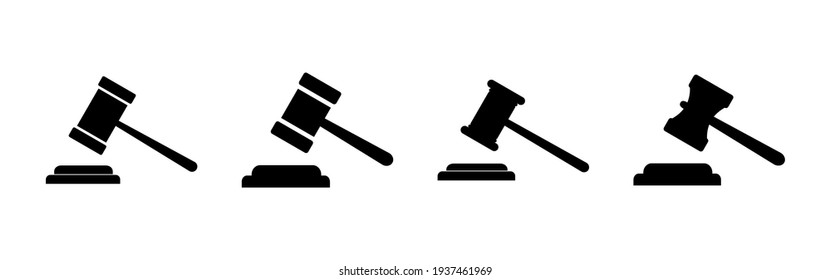 Gavel icon set. judge gavel icon vector. law icon vector. auction hammer