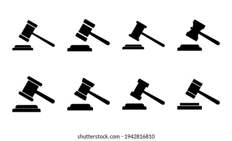 Gavel icon set. judge gavel icon vector. law icon vector. auction hammer