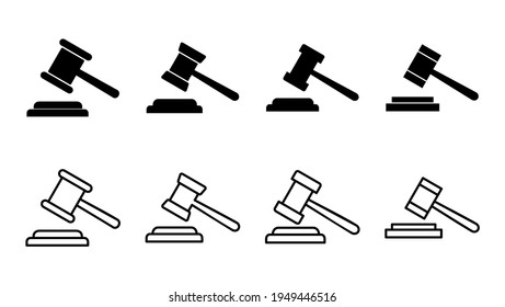 Juego de iconos de martillo. vectores de icono de martillo. vector de icono de ley. martillo de subasta