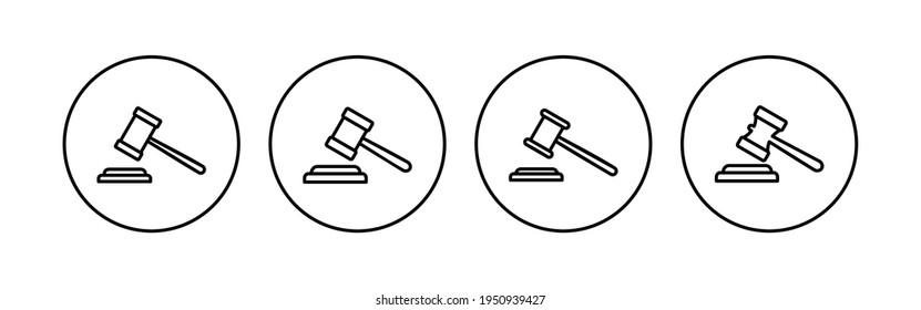 Gavel icon set. judge gavel icon vector. law icon vector. auction hammer