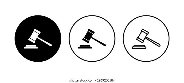 Gavel icon set. judge gavel icon vector. law icon vector. auction hammer