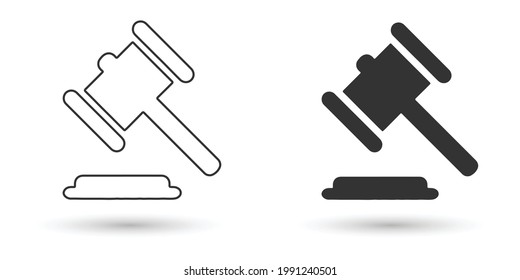 Juego de iconos de martillo. vectores de icono de martillo. vector de icono de ley. martillo de subasta