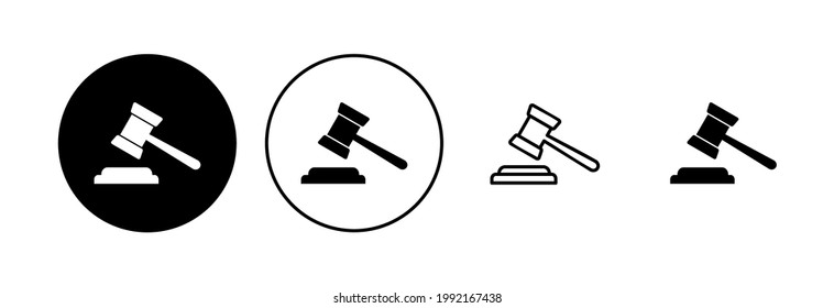 Gavel icon set. judge gavel icon vector. law icon vector. auction hammer