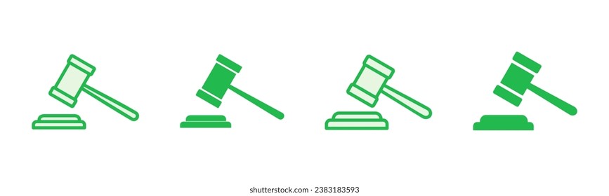 Gavel icon set. judge gavel icon vector. law icon vector. auction hammer