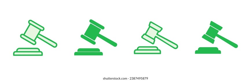 Juego de iconos de martillo. vectores de icono de martillo. vector de icono de ley. martillo de subasta