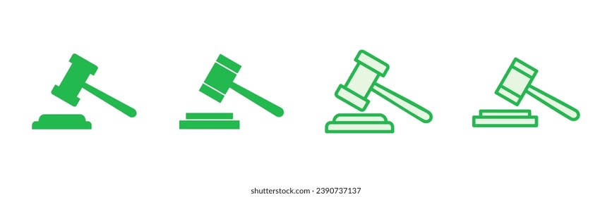 Gavel icon set. judge gavel icon vector. law icon vector. auction hammer