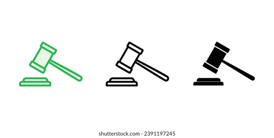 Gavel icon set. judge gavel icon vector. law icon vector. auction hammer