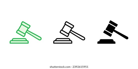 Gavel-Symbol-Set. Richterin Symbol Vektorgrafik Gavel. Rechtssymbol, Vektorgrafik. Auktionshammer