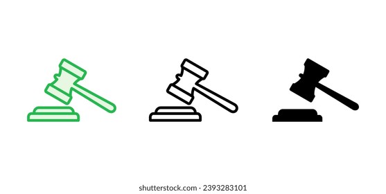 Gavel icon set. judge gavel icon vector. law icon vector. auction hammer