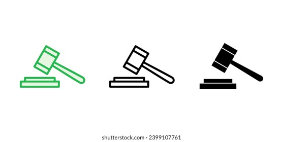 Juego de iconos de martillo. vectores de icono de martillo. vector de icono de ley. martillo de subasta