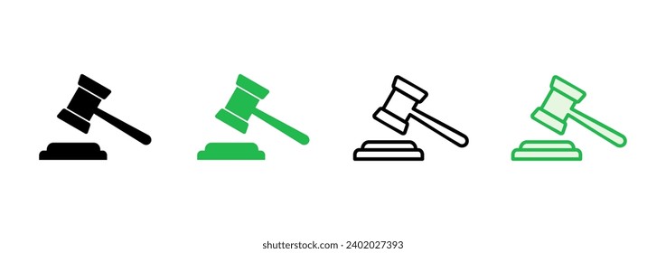 Gavel icon set. judge gavel icon vector. law icon vector. auction hammer
