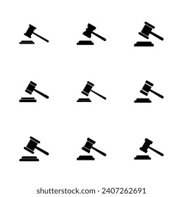 Gavel icon set. judge gavel icon vector. law icon vector. auction hammer