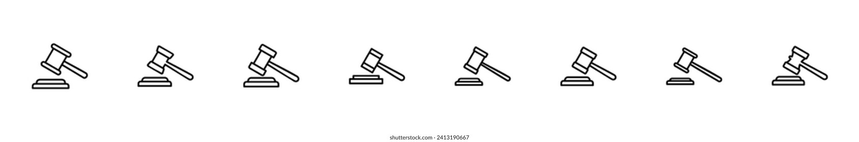Gavel icon set. judge gavel icon vector. law icon vector. auction hammer