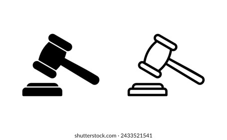 Conjunto de iconos de martillo. Juez vector de iconos de martillo. Icono de ley vector. Martillo de subasta