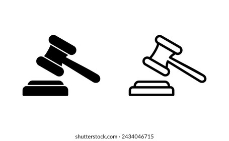 Conjunto de iconos de martillo. Juez vector de iconos de martillo. Icono de ley vector. Martillo de subasta