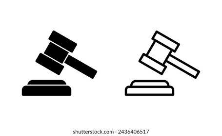Conjunto de iconos de martillo. Juez vector de iconos de martillo. Icono de ley vector. Martillo de subasta
