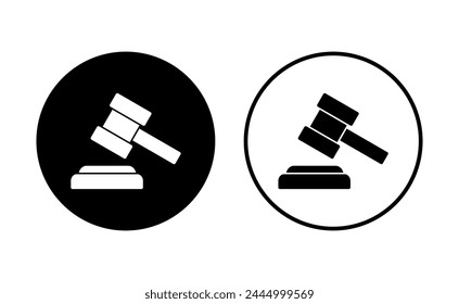 Gavel icon set. judge gavel icon vector. law icon vector. auction hammer