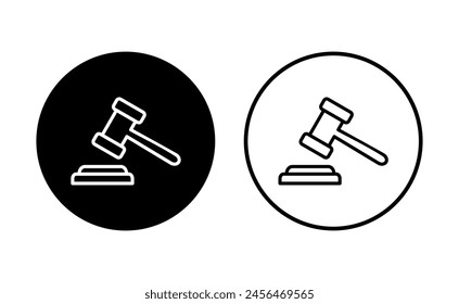 Gavel icon set. judge gavel icon vector. law icon vector. auction hammer