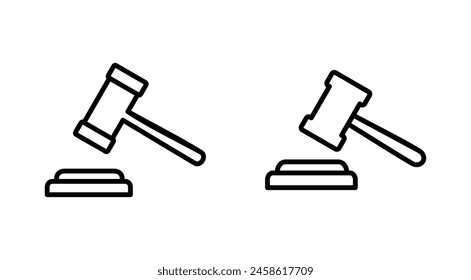 Gavel icon set. judge gavel icon vector. law icon vector. auction hammer