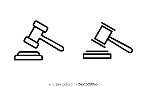 Gavel icon set. judge gavel icon vector. law icon vector. auction hammer