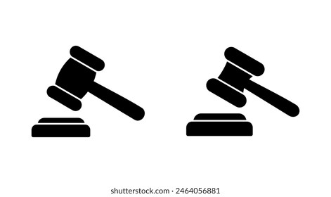 Gavel icon set. judge gavel icon vector. law icon vector. auction hammer