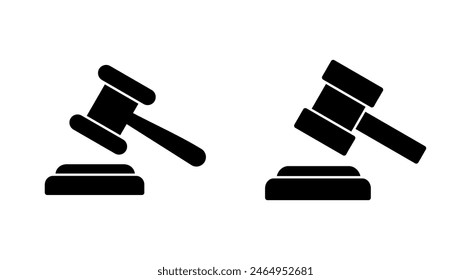 Gavel icon set. judge gavel icon vector. law icon vector. auction hammer