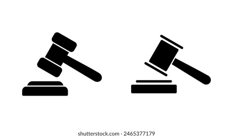 Gavel icon set. judge gavel icon vector. law icon vector. auction hammer