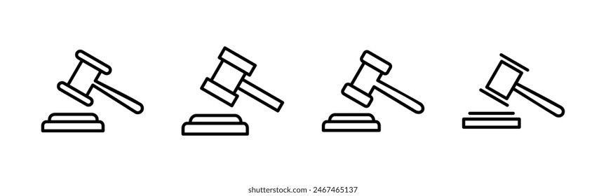 Gavel icon set. judge gavel icon vector. law icon vector. auction hammer