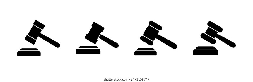 Gavel icon set. judge gavel icon vector. law icon vector. auction hammer