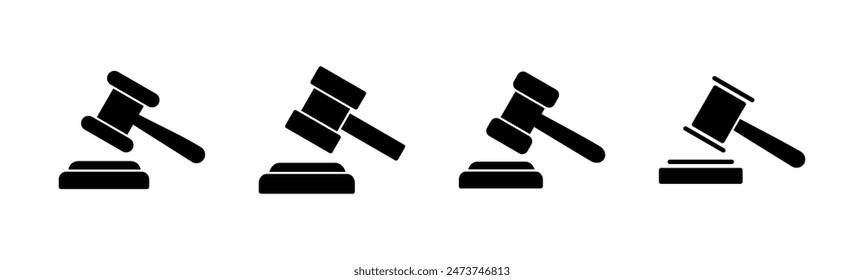 Gavel icon set. judge gavel icon vector. law icon vector. auction hammer