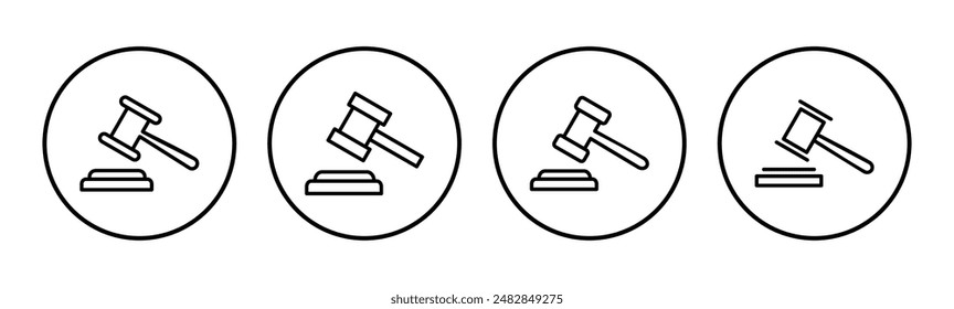 Gavel icon set. judge gavel icon vector. law icon vector. auction hammer
