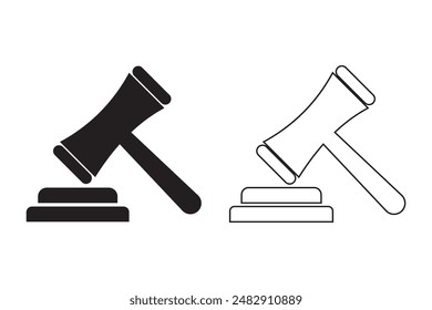 Gavel icon set. judge gavel icon vector. law icon vector. auction hammer