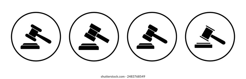 Gavel icon set. judge gavel icon vector. law icon vector. auction hammer