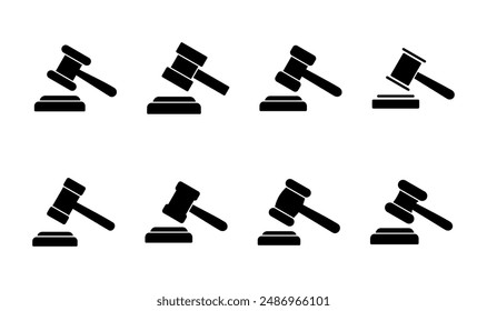 Gavel icon set. judge gavel icon vector. law icon vector. auction hammer