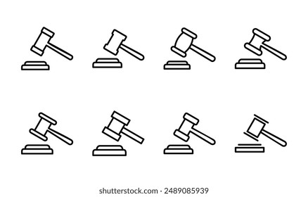 Gavel icon set. judge gavel icon vector. law icon vector. auction hammer