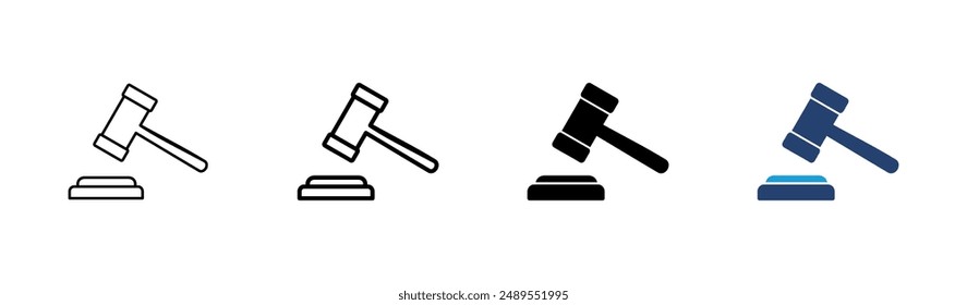 Juego de íconos de martillo. Juez Vector de íconos de martillo. Vector de íconos de ley. Martillo de subasta