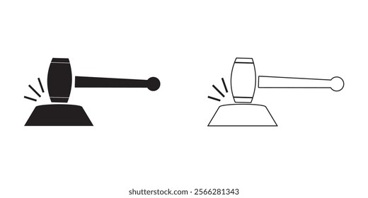 Gavel icon set. judge gavel icon vector. law icon vector. auction hammer