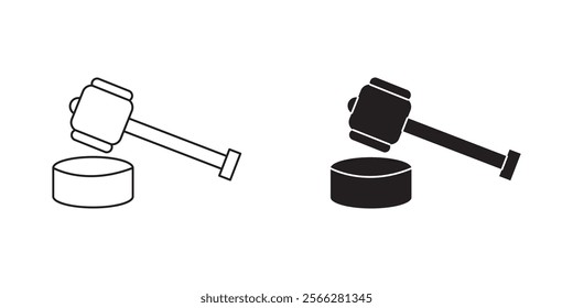 Gavel icon set. judge gavel icon vector. law icon vector. auction hammer